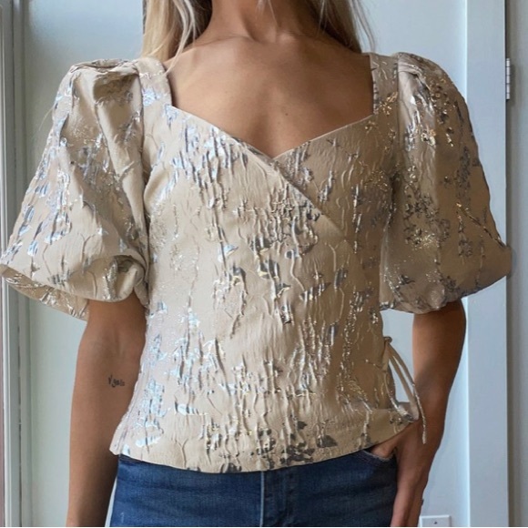 Jonathan Simkhai Taylor puff sleeve top - Picture 2 of 7